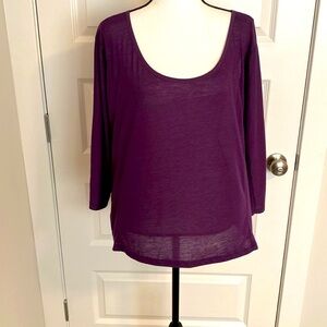 American Eagle Outfitters | Purple scoop neck, long sleeve top.  Back is sheer.